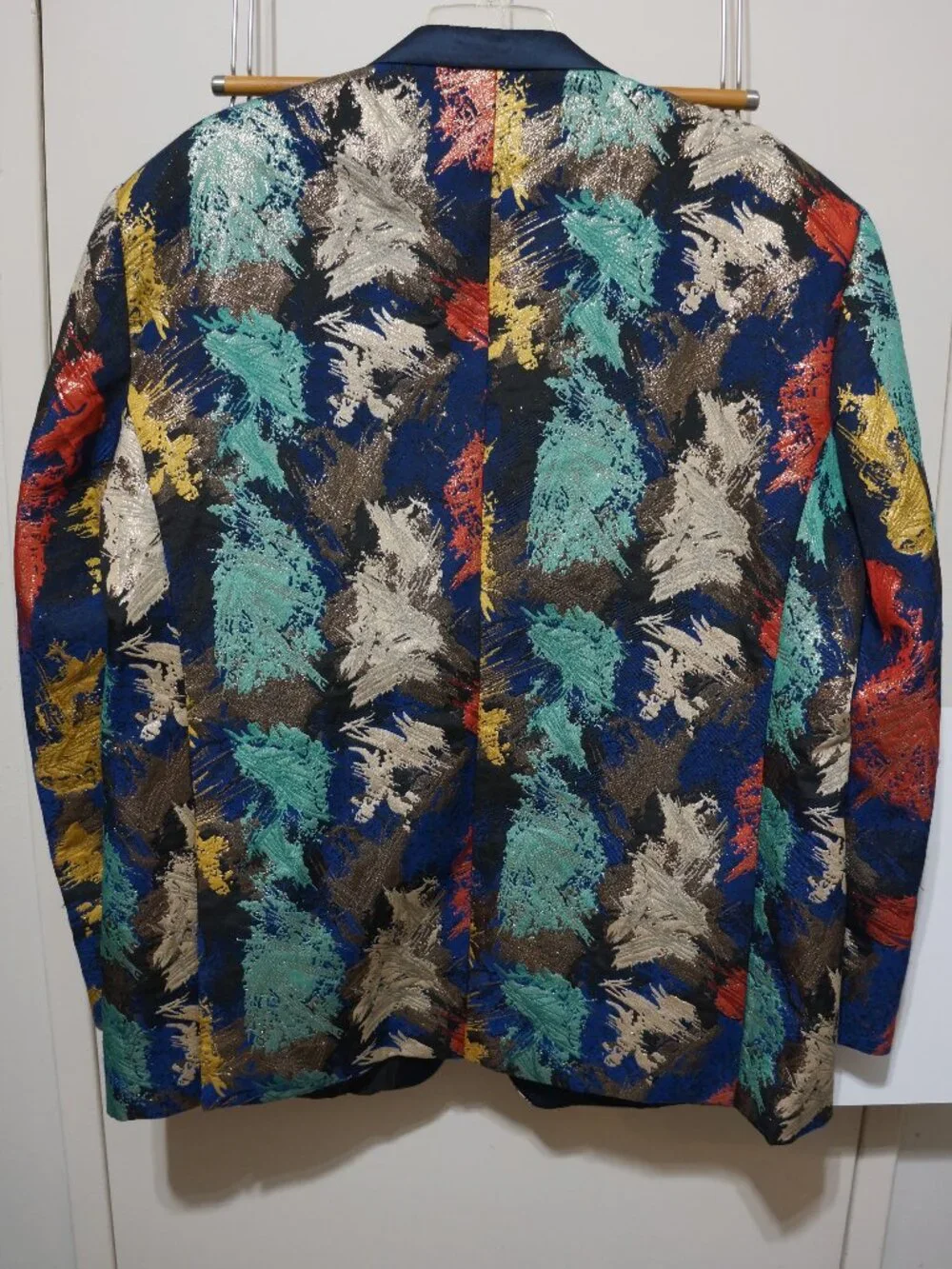 NWT Angelino Mens 50L Tuxedo Blazer Metallic Paint Splash Suit Jacket